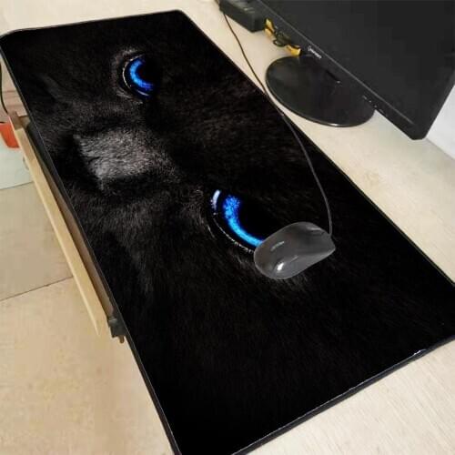 Mairuige Blue Eyes Black Cat Animal Large Mouse Pad Rubber PC Computer Gaming Mousepad Desk Mat Lock Edge for CS GO LOL DOTA2