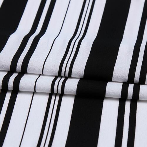 Black and White Vertical Stripes Chiffon Dress Pants Fabric