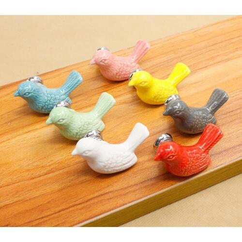 LCH Top Quality 32x55MM Colored Bird Shaped Ceramic Knobs porcelain KNOB for Kids/ Children Cabinets Cupboard Knobs