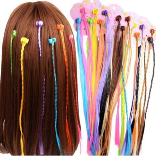 6pcs/card Coloorful Wig Hair Clip Women Girls Pigtail Hair Claw Street Performance Hair Styling Headdress Hair Accessories