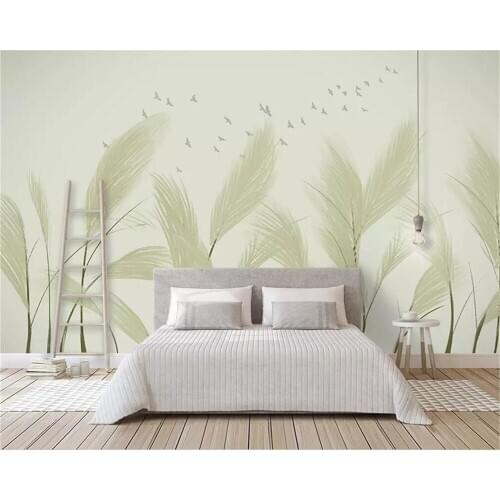 Decorative wallpaper Simple reed birds scene background wall painting