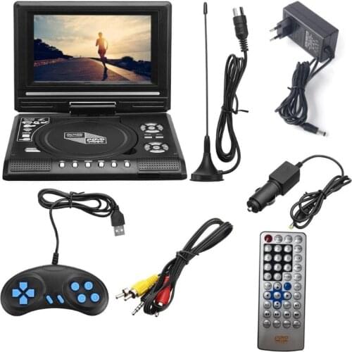 Portable DVD Player 7'' Screen Screen Rotatable w/ Remote Controller Game Pad AV Input/Output Port Multiple Disc Formats