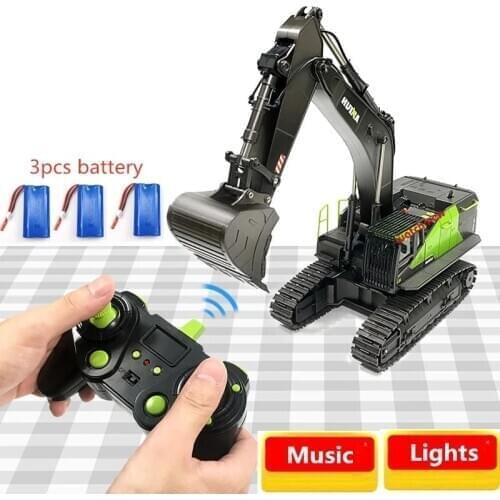 Huina 593/ 1593 1:14 RC Excavator 22CH Remote Control Truck Toys for Boys Lead Screw Drive 50Mins Battery Life RC Car For Kids