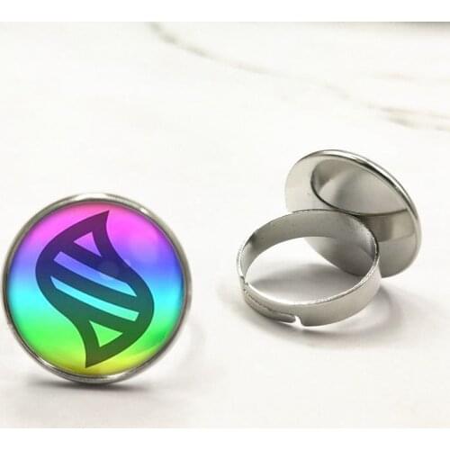 Brand Pokemon mega stone Ring Jewelry Glass heart Round Pendant Charm Ring