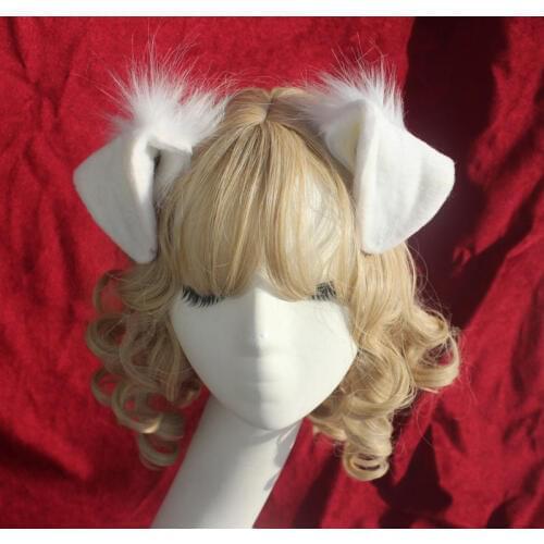 Handmade Animal Dogs Ears Hairpin Headwear Cosplay Soft Girl Lovely White Plush Ear KC Headband Lolita Hair Accessory Props