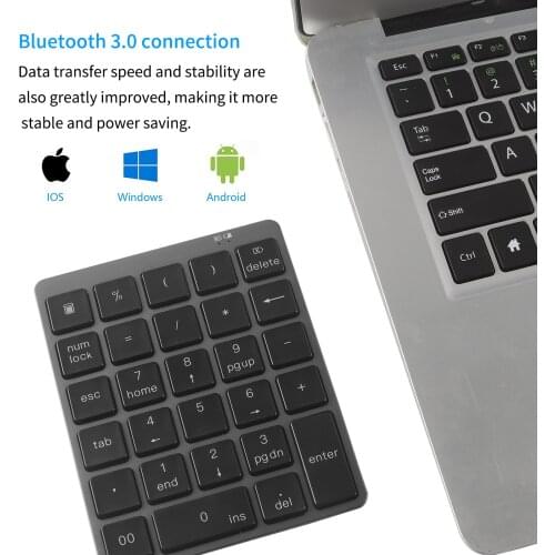 Bluetooth Numeric Keyboard Mini Rechargeable keyboard 28 Keys Aluminum Alloy Protable Digital Keyboard For Android ios Windows
