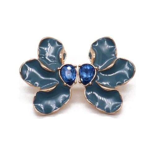 Trendy Texture Enamel Earrings Alloy Solid Color Teardrop Glass Stone Symmetrical Petal Brincos Cute Party Accessories