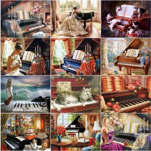GATYZTORY DIY Painting By Number Piano Woman HandPainted Paintings Art Drawing On Canvas Gift Pictures By Numbers Kits Home Dec