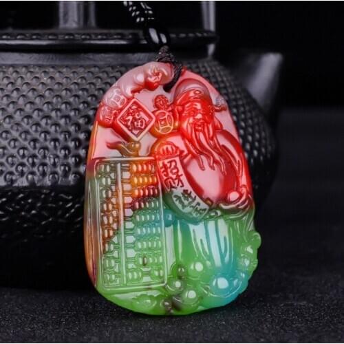 Natural Xinjiang Color Jade Stone Mammon Jade Pendant Jewelry Lucky Plutus Auspicious Pendant Fine Jewelry