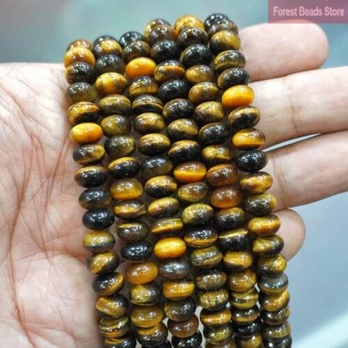 Natural Yellow Tiger Eye Agates Rondelle Round Spacer Beads For Jewelry Making DIY Bracelets Charms Accessories 15'' 6/8/10mm
