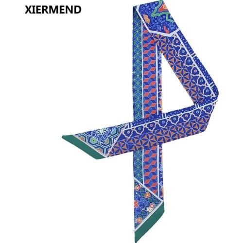 2018 New scarf printing variety of simulation skinny scarves female bundles handle ribbon hair band head scarf
