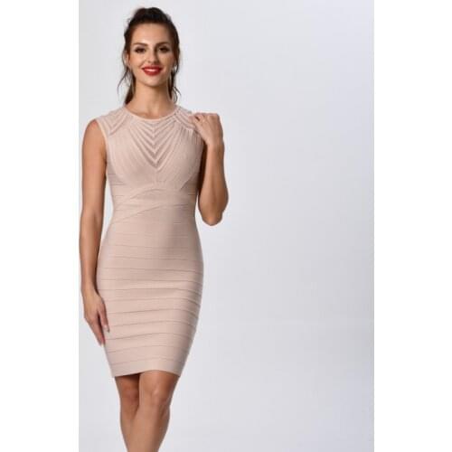 New WomenWwear Mesh Stripe Bodycon Bandage Dress with short sleeves