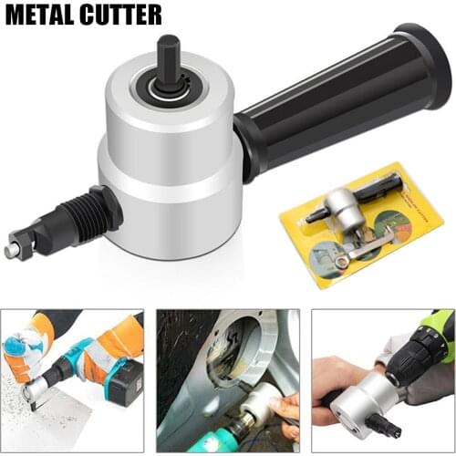 Nibble Metal Cutting Double Head Sheet Nibbler Saw Cutter Tool Drill Attachment Free Cutting Tool Nibbler Sheet Metal Cu
