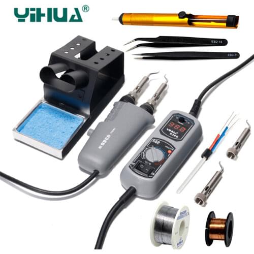 YIHUA938D Tweezers Mini Soldering Iron Station 110 220V EU US Plug Irons Portable Hot Tweezer For BGA SMD Repairing Tweezer Iron