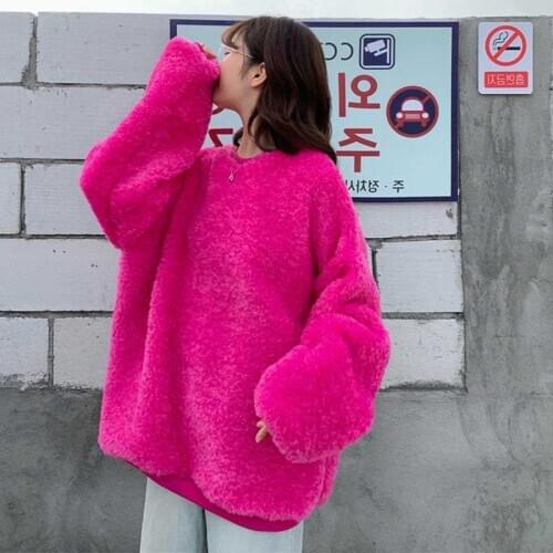 Pullover Autumn Plush Oversized Hoodie Dress Sweatshirt Women Top Loose Long Hoodie Sweatshirt Winter Ladies Pullover Fe
