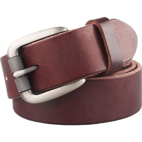 Men Soft Belt Top Layer Leather Casual Belts Vintage Handmade Design Pin Buckle Genuine Leather Belts Male Waistband