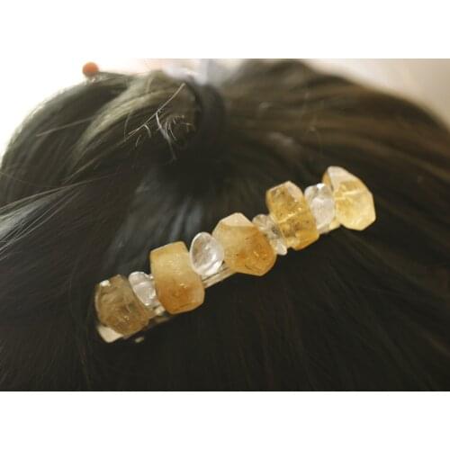 Natural Yellow Crystal Pink Crystal Seven Vein Crystal Hairpin Jewelry Original Crystal Hair Jewelry BOHO Hairpin Gift