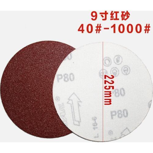 Red sand 9 inch round back velvet self-adhesive disc sand dry grinding sandpaper polishing machine grinding sandpaper flocking