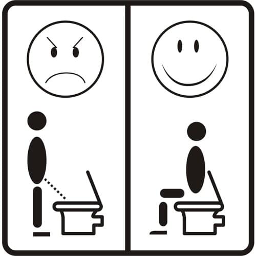Happy And Angry Faces With Plate WC "Sitting peeing" Toilet Sticker Decal Latrine Door Adhesive Murals Decor Creative decal S79