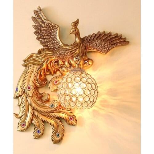 Nordic Retro Creative Luxury Peacock Wall Lamp Living Room Bedroom Bedside Lamp Home Decor Corridor Aisle Wall Sconce Lighting