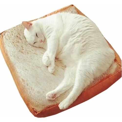 Toast Bread Cat Pillow Dog Pet Supplies Bed Mat Soft Cushion Plush Seat Gifts 40x40cm