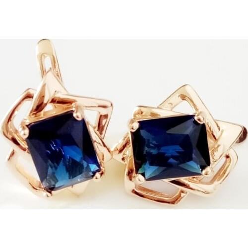 2020 Women Fashion Earring 585 Rose Gold Color Lady Jewelry Accessories Luxury Blue Stone New Fashion Earrings Gift