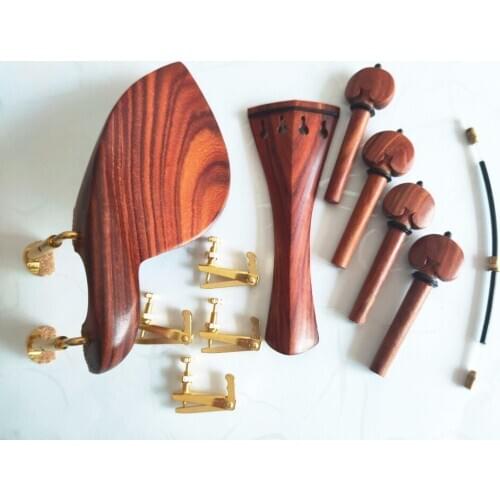 1 Set New Rosewood 4/4 Violin Parts Chinrest & Golden Clamps endpin Tuners