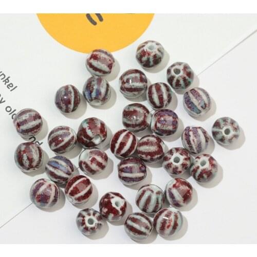 10pcs/Lot Unique Ceramic Beads Round Porcelain 3mm Hole Bead for Jewelry Making Handmade 12mm Beads