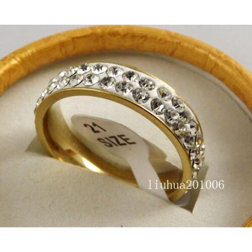 12 pcs Gold High quality Inner arc fashion Zircon Stainless steel RINGS jewelry lots Wholesale