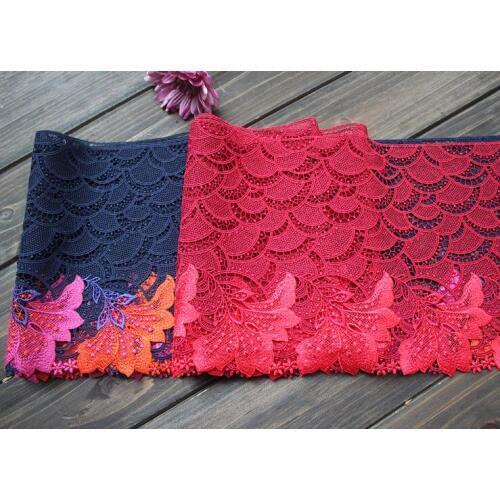 2 Meters High End 100% Polyester African Cord Laces Swiss Guipure Lace Fabric Blue Red Nigerian Wedding Dresses 20.5cm Width