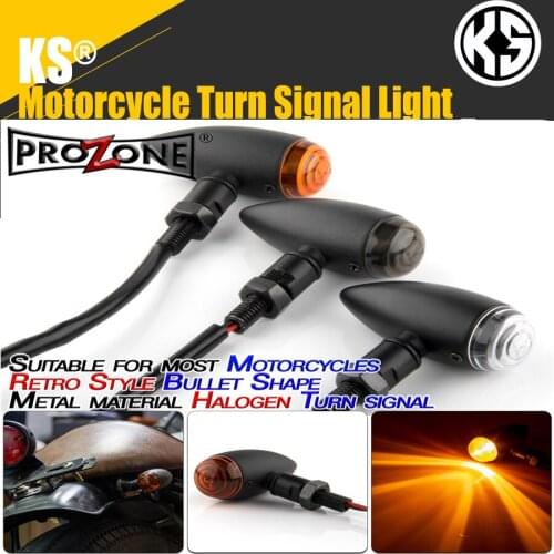 2PCS Motorcycle Turn Signal Light Motorcycle Accessories Modified General Metal Bullet-shaped Light Black for Harley Retro