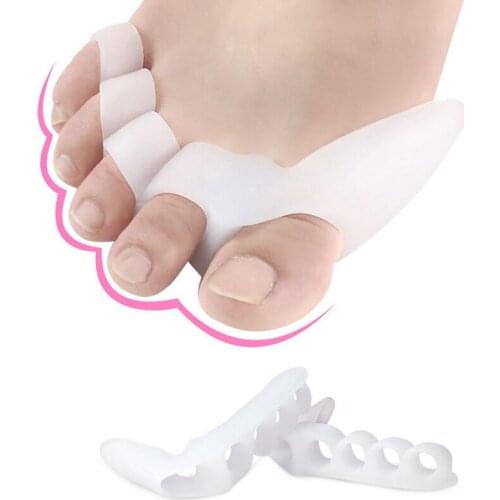 2pcs Silicone Gel Feet Fingers 5-Hole Toe Separator Bunion Adjuster Hallux Valgus Guard Foot Care Tool Thumb Valgus Protector