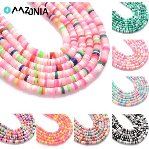 330pcs/string Polymer Clay Color Spacer Beads Flat Round Boho Slice Beads For Jewelry Making Diy Bracelet Necklace 4 6mm