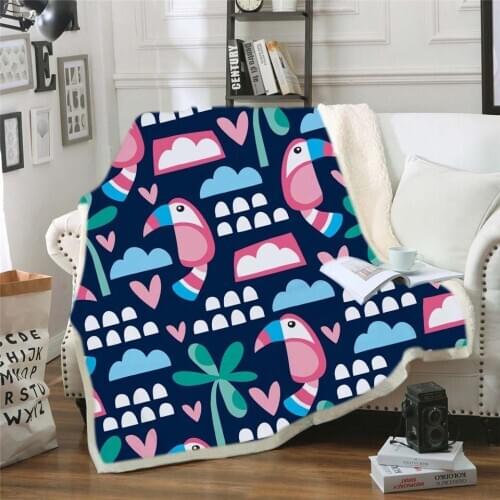 3D Digital Printing Sherpa Blanket Cartoon Colorful Plush Throw Blanket for Kid Adult Wearable on Bed Sofa Thick warm
