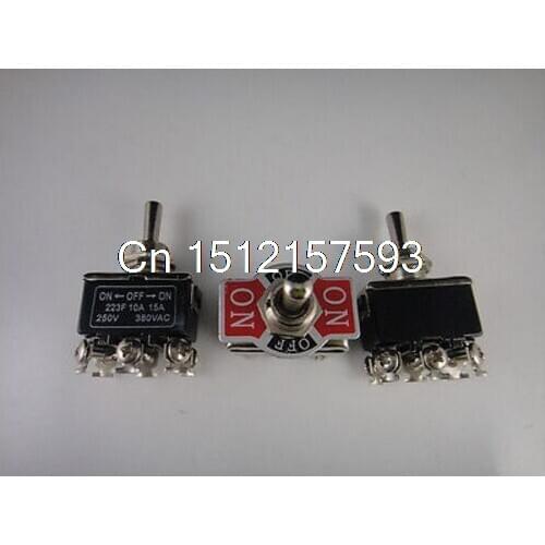 5pcs 6-Pin Toggle DPDT ON-OFF-ON Momentary Switch 15A 250V