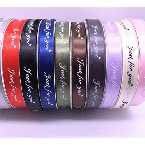 5yards 20mm Printed "just for you" Polyester Ribbons for Wedding Christmas Party Decorations DIY Bow Craft Ribbons
