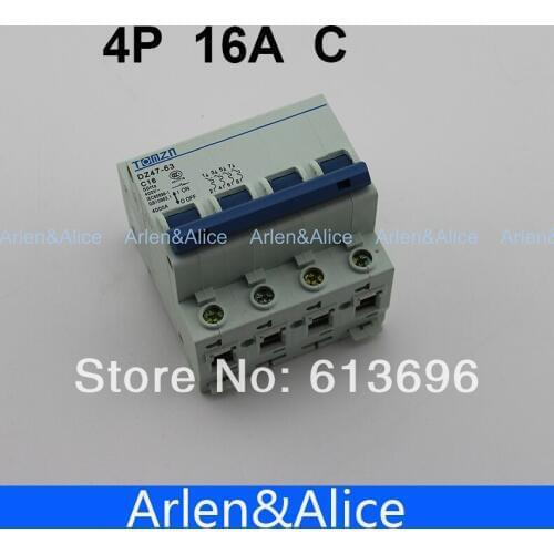 4P 16A 240V/415V Circuit breaker MCB C TYPE 4 Poles