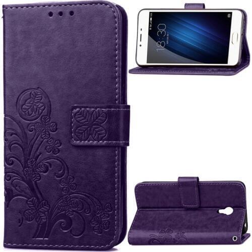 Case for MEIZU Note 5 M5 M3S M3 Note Flip Stand PU Leather Strap Case Four Leaf Clover Wallet Cover Bag