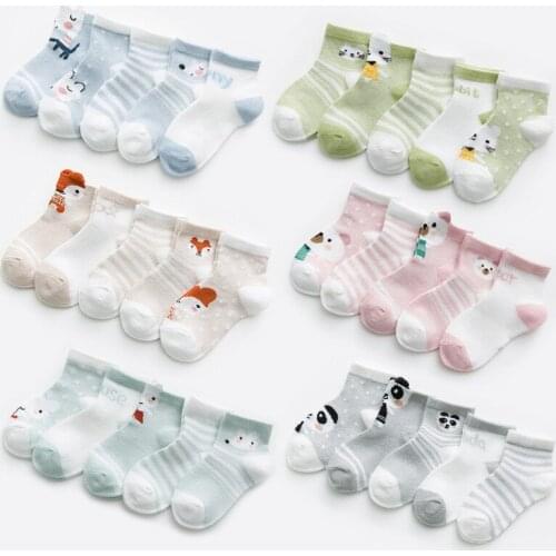 Baby Socks Summer Mesh Cotton Cartoon Animal 5 Pairs/Lot 0-5Yrs Kids Socks Girls Cute Newborn Boy Toddler Socks Baby Accessories