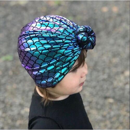 Baby Hats Donut Children Fish Scale Cap Girls Mermaid Hair Accessories Newborn Kids Party Cute Indian Cap Toddler Beanies