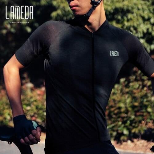 Exclusive! LAMEDA Summer Breathable Bicycle Short Sleeves Moisture Wicking Wool Cycling Jersey Reflective Summer Bicycle Jersey