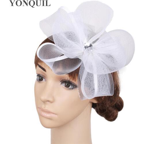 Elegant Rhinestone Decorated Fascinators for Wedding Hair Accessories Bridal Hats Party Headwear Cocktail Hats 36 Colors SYF270