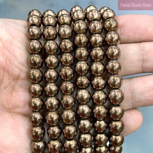 Smooth Chocolate Brown Hematite Stone Beads Loose Spacer Beads For Jewelry Making DIY Necklace Bracelet 2/3/4/6/8/10/12mm 15"