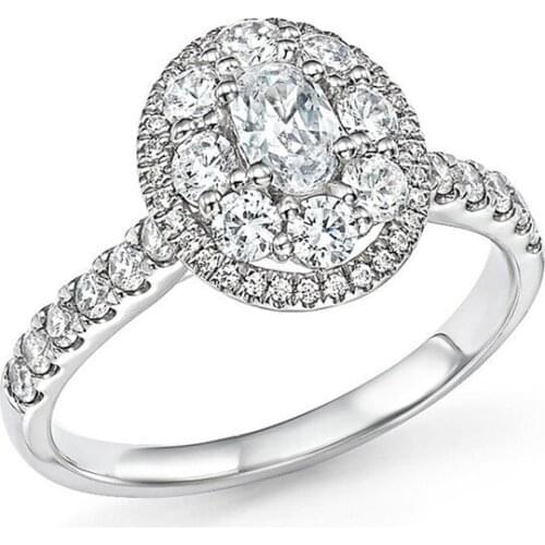 JK Classic Wedding Bands Oval Surface Anniversary Gift For Wife Brilliant Cubic Zircon Women Jewelry Wholesale With Size6-10