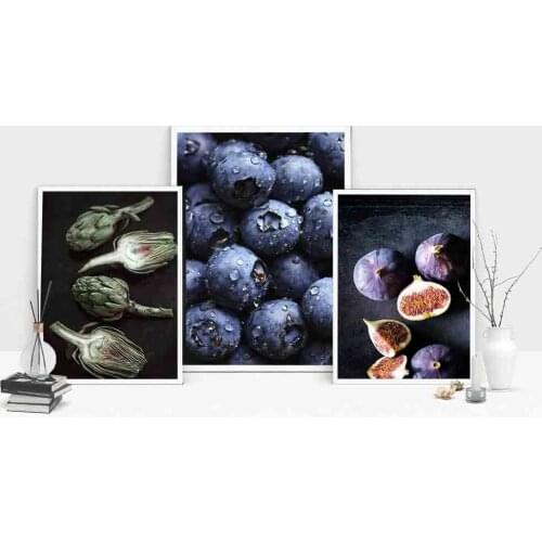 Kitchen Fruit Pictures Blueberry Fig Canvas Paintings on Wall Art Nordic Diner Decorative Poster Wall Print For Living room