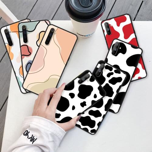 Cow Zebra Pattern Case For Realme C3 6 7 5 Pro 8 XT X50 C11 C21 C15 C25 C20 Black Silicone V13 5G 7i Phone Coque Funda