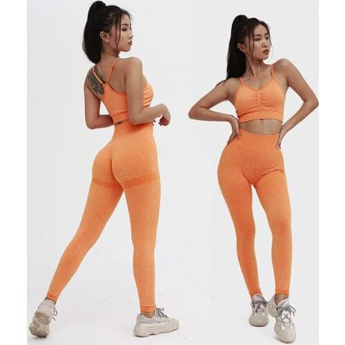 Womens seamless yoga suits, running fitness clothes, exercise leggings, gym sports bras, hips, leggings, womens sportswear