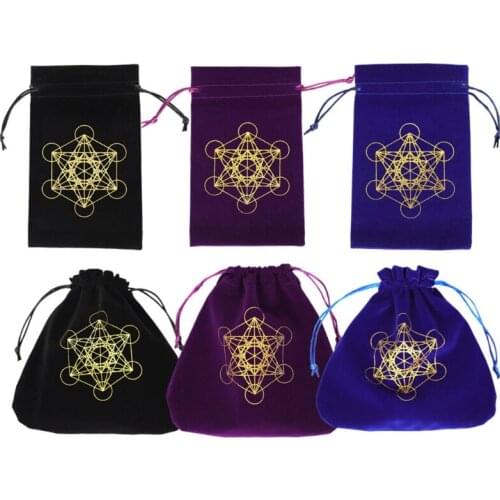 Square Card Bag Thick Velvet Embroidery Gift Bag for Divination Card Travel Divination Storage Bag Witch Fortune-telling
