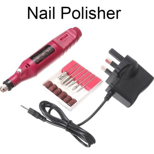 1 Set Electric Nail Drill Machine Kit Mini Manicure Machine Pedicure 6 Bits Sanding Buffer Nail File Nail Tools