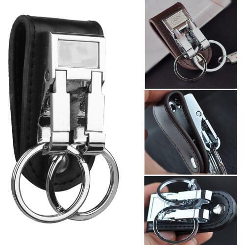 Fashion Mens Business Genuine Leather Belt Buckle Clip 2 Loops Key chain Key Ring Holder Men Apparel Accessories